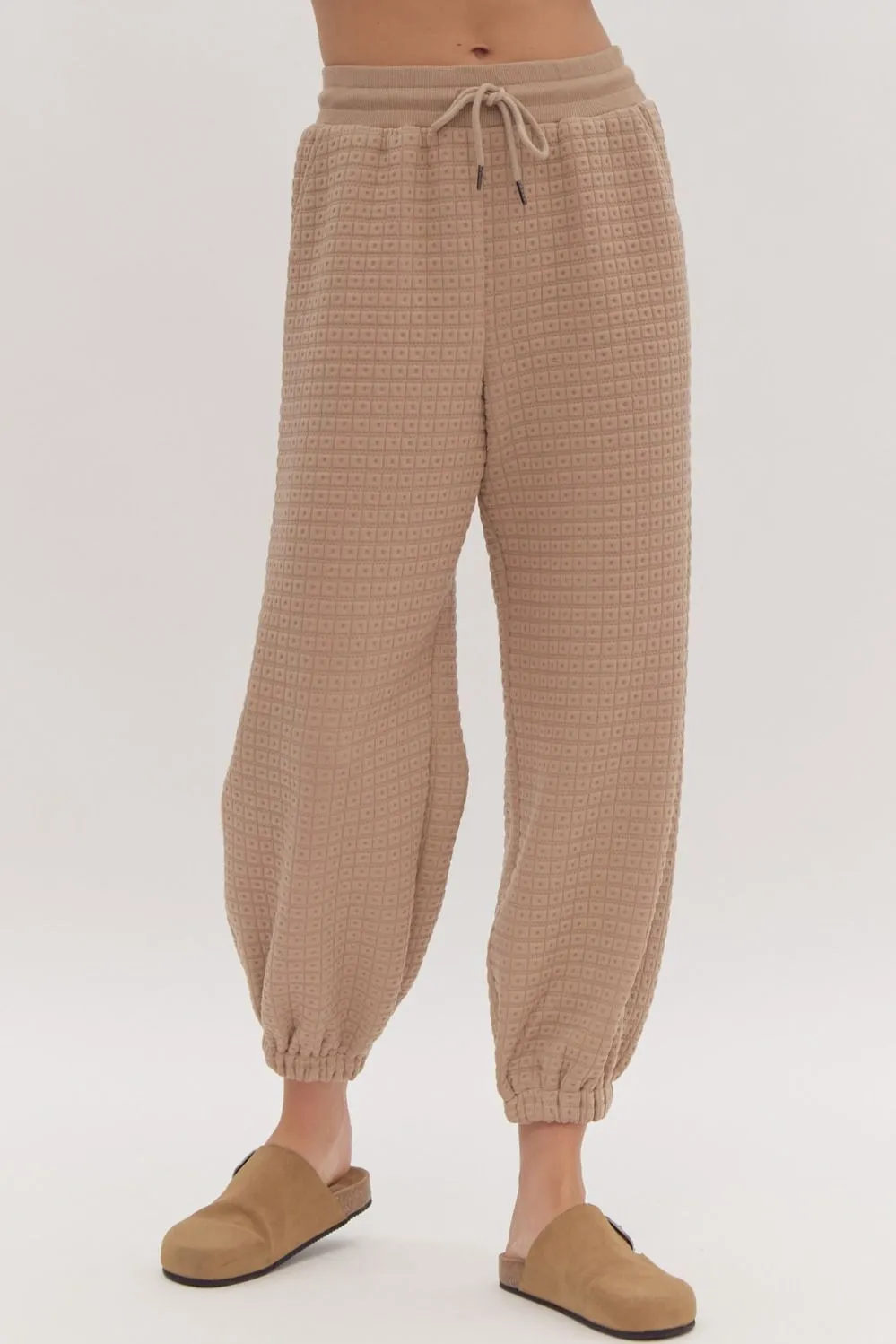 Textured high waisted joggers