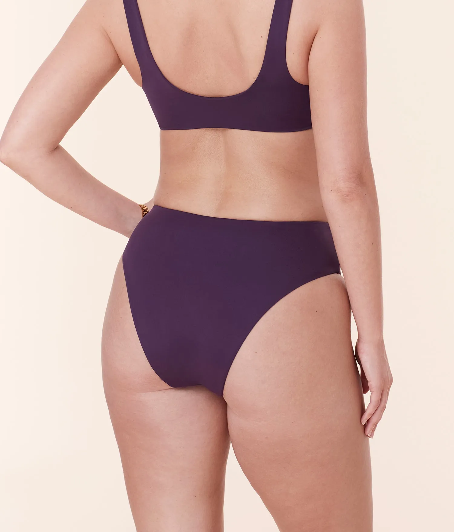 The 90s High Waist Bikini Bottom - Eco Nylon - Acai