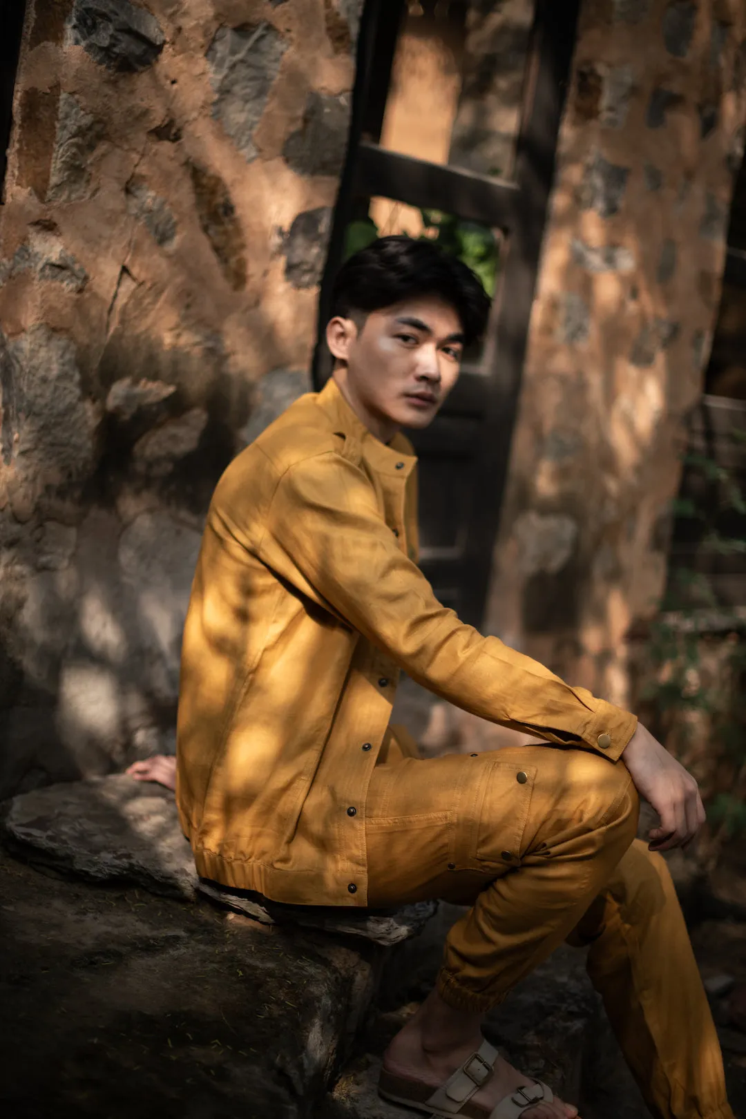 The Terra Tribe Mustard Linen Twill Country Oversized Jacket for Men