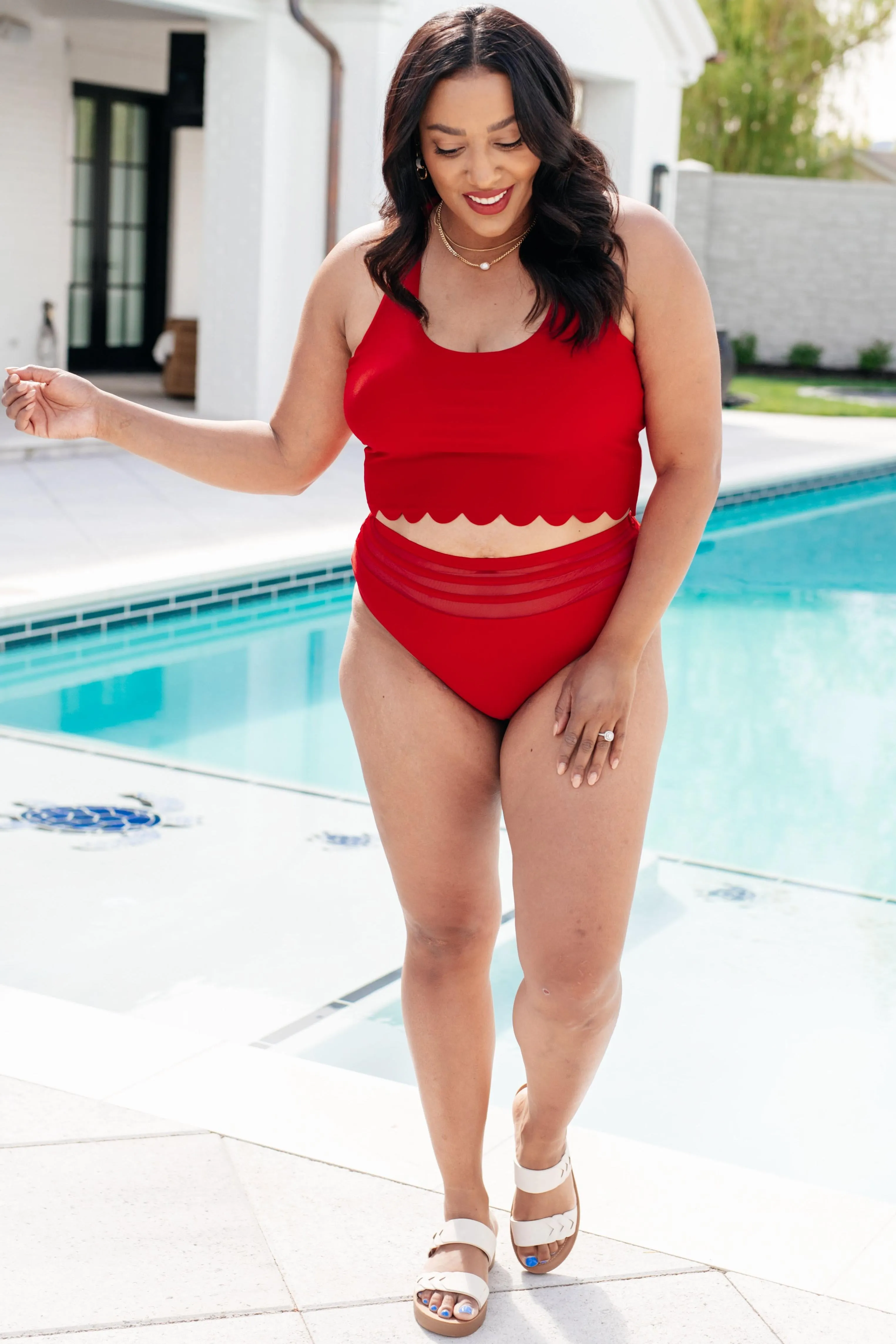 Tonga Scalloped High Waisted Swim Bottoms