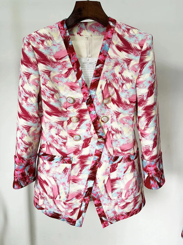 Trend4us Women's Suit Print Blazer and Pants Set
