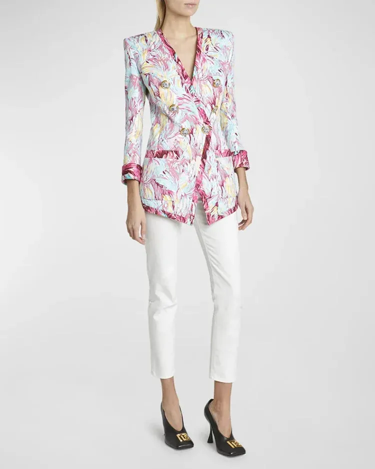 Trend4us Women's Suit Print Blazer and Pants Set