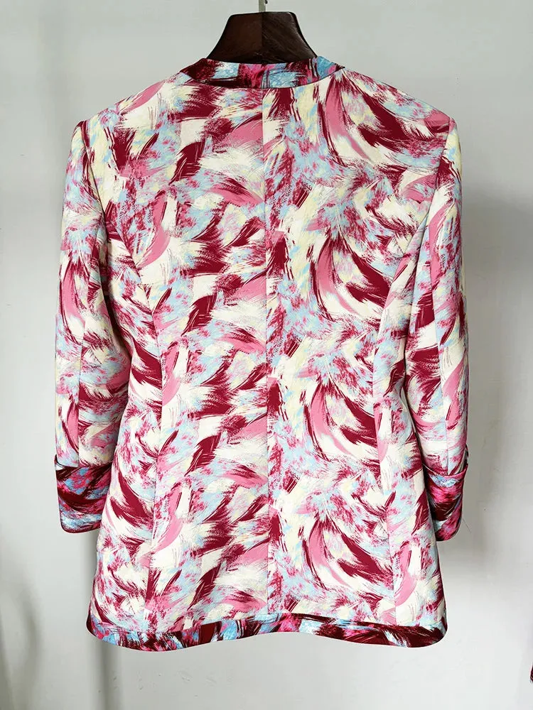 Trend4us Women's Suit Print Blazer and Pants Set