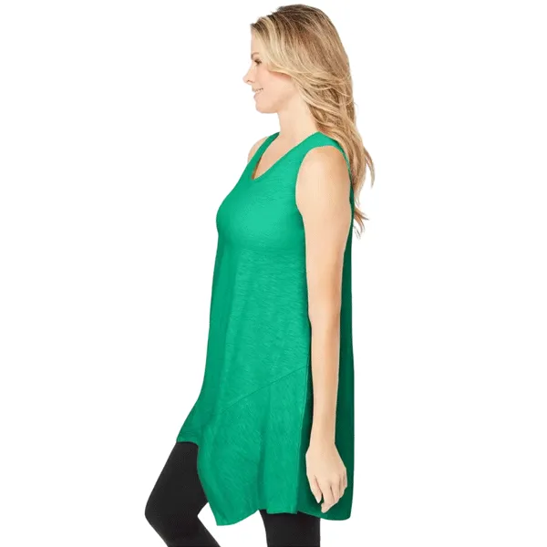 Tropical Emerald Sleeveless Hanky Hem Tunic PSW-9223