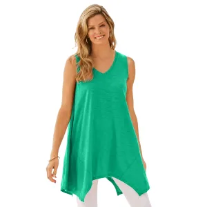 Tropical Emerald Sleeveless Hanky Hem Tunic PSW-9223