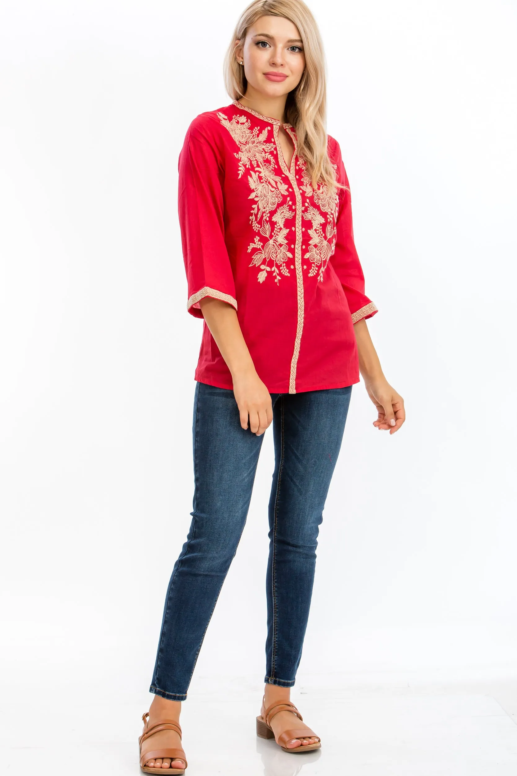 Tunic with Floral Embroidery