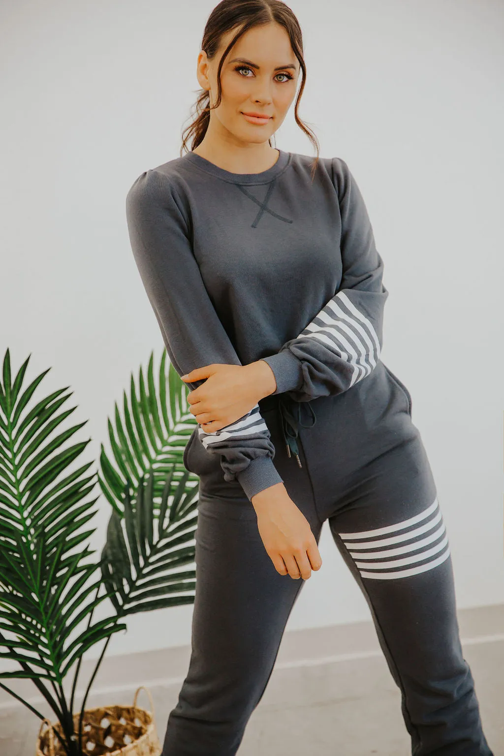 UMA SWEATPANTS WITH STRIPE DETAIL ~ GREY