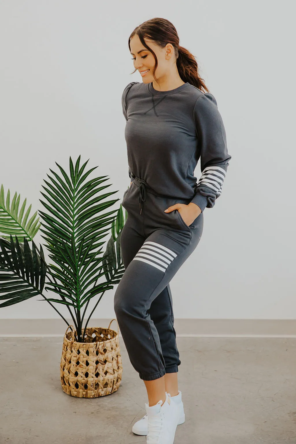 UMA SWEATPANTS WITH STRIPE DETAIL ~ GREY