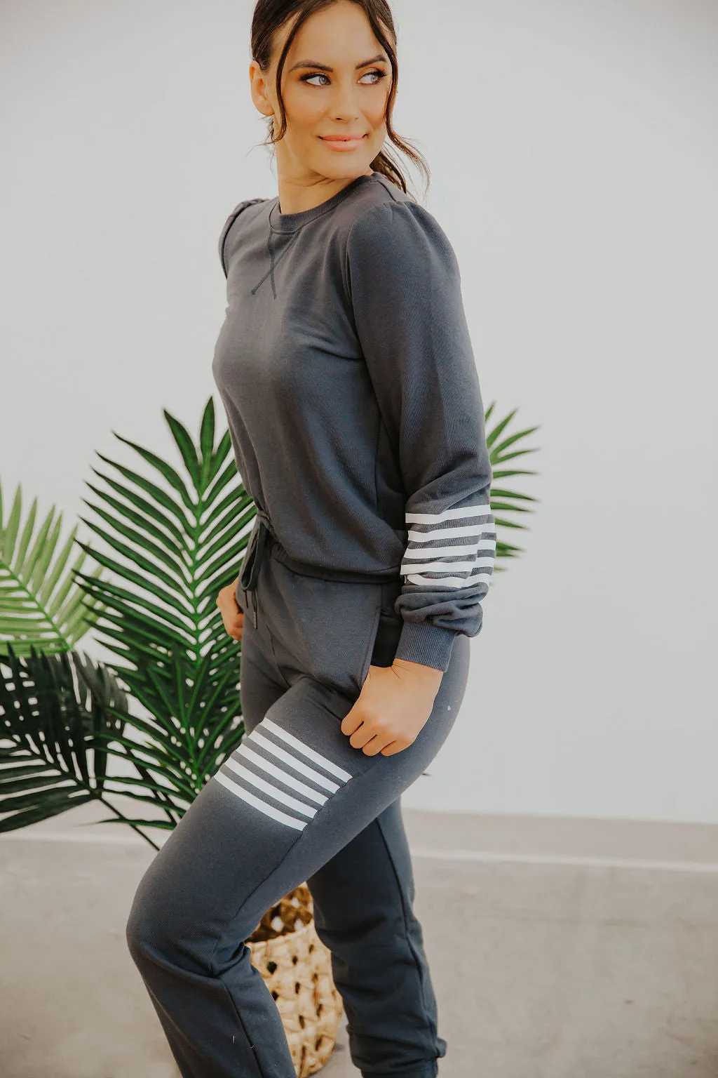 UMA SWEATPANTS WITH STRIPE DETAIL ~ GREY