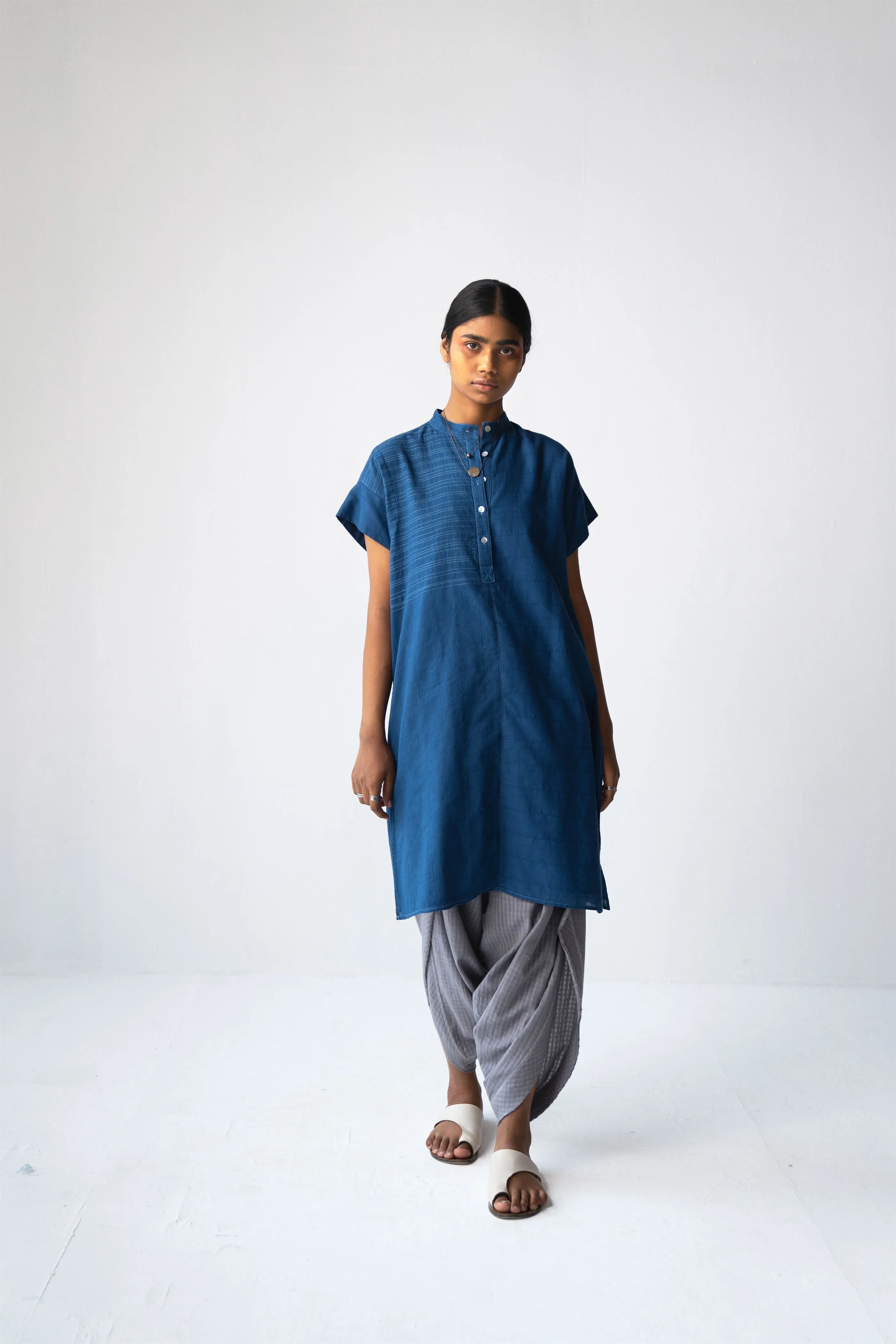 Urvashi Kaur   -   Nova Tunic Striped With Contrast Stitch Line Details