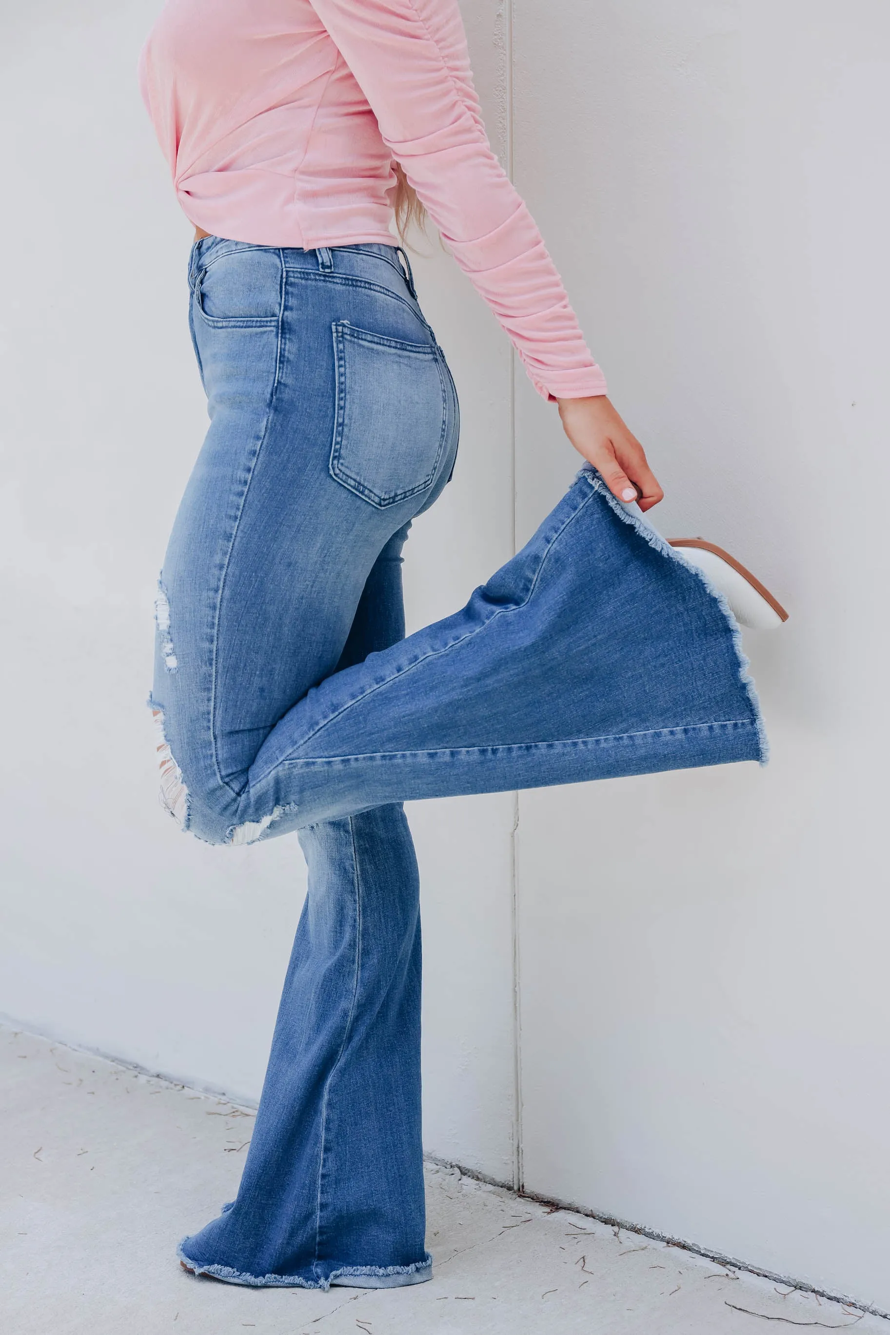 Vannah Distressed Bell Bottom Jeans