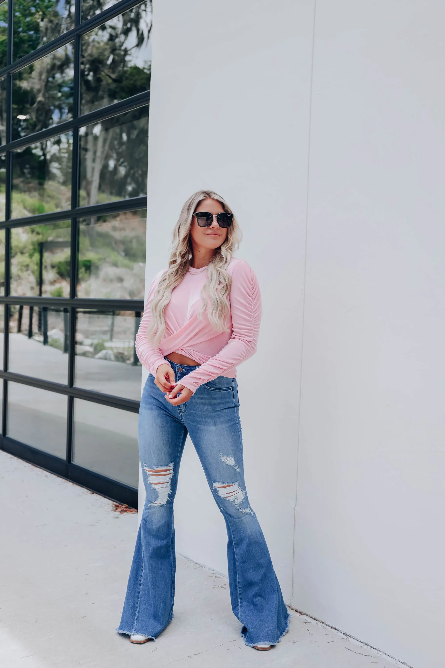Vannah Distressed Bell Bottom Jeans