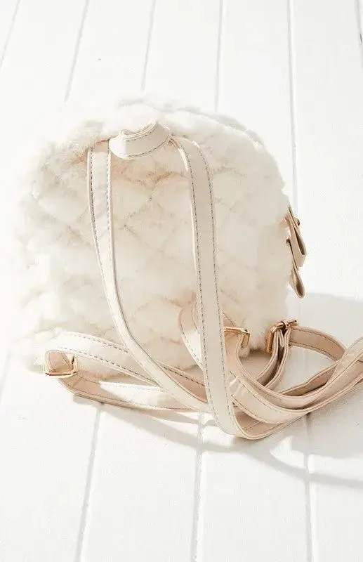 Vegan Fur Mini Backpack - Quilted Eco Bag | Femstylo