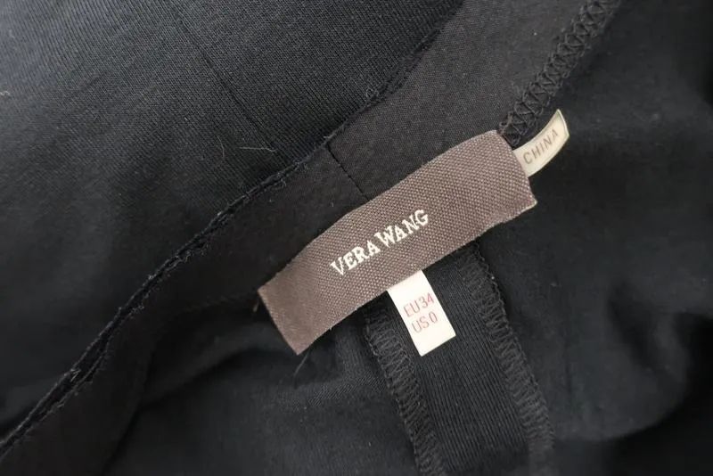 Vera Wang Crystal Dragonfly Tunic Black Pleated Stretch Cotton & Jersey Size 0