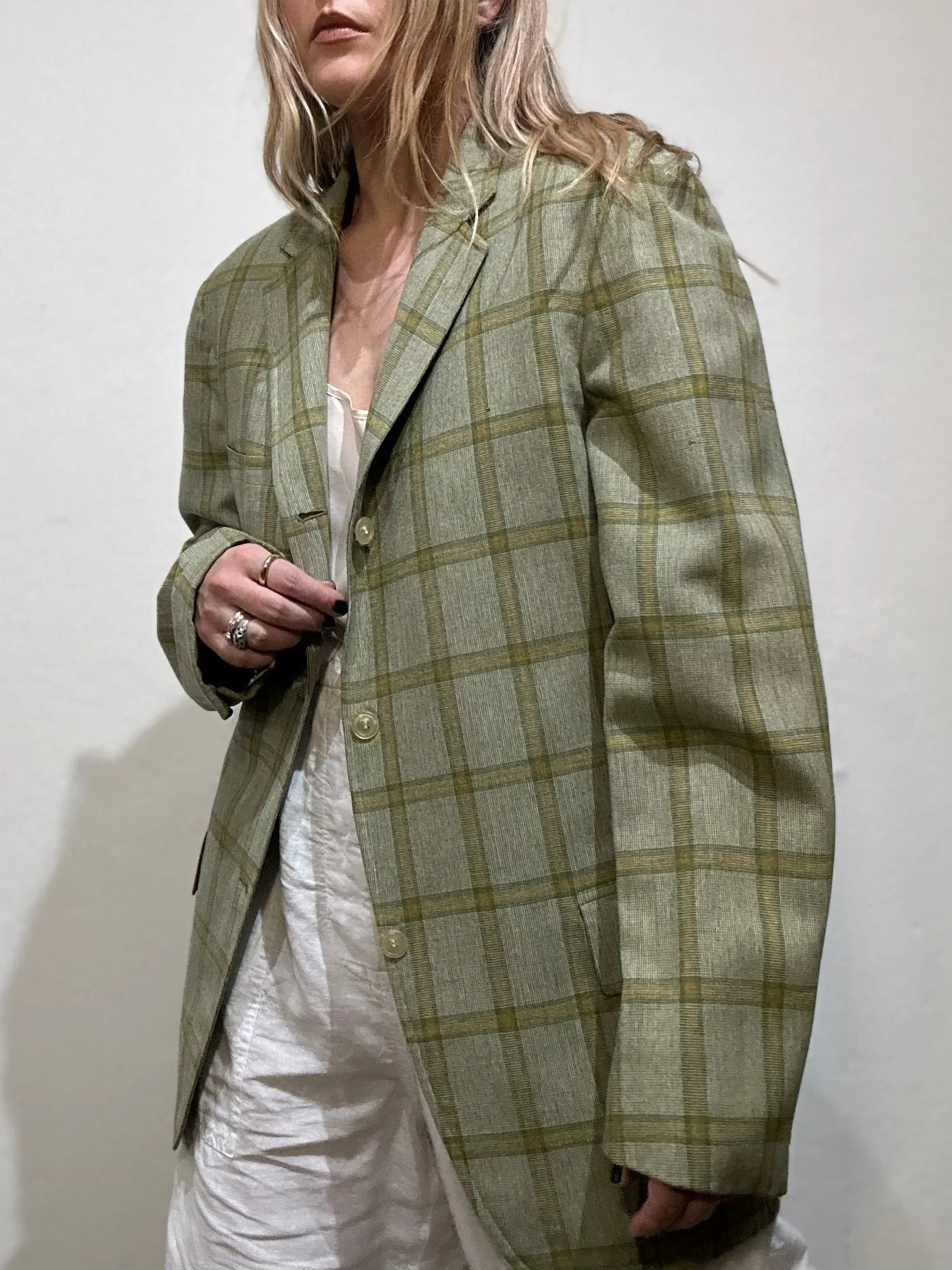 Vintage 70s Green Plaid Blazer