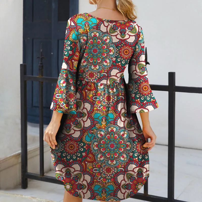 Vintage Bohemian Printed Dress