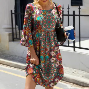 Vintage Bohemian Printed Dress