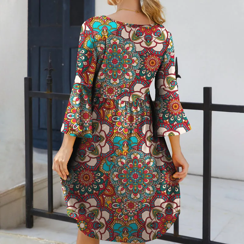 Vintage Bohemian Printed Dress
