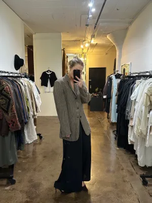 Vintage Brown Linen Pinstripe Blazer