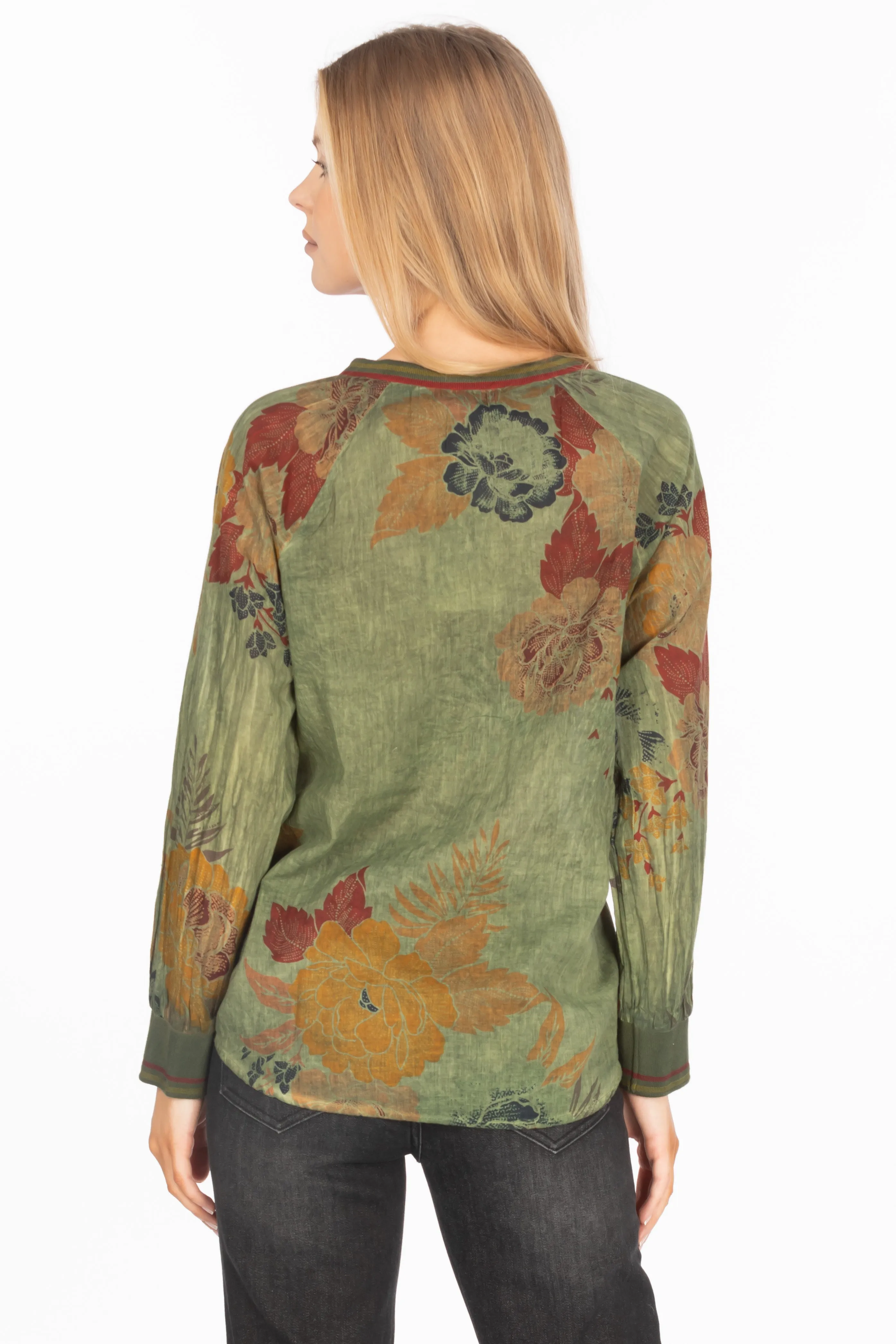 Vintage Floral Printed V-neck Tunic