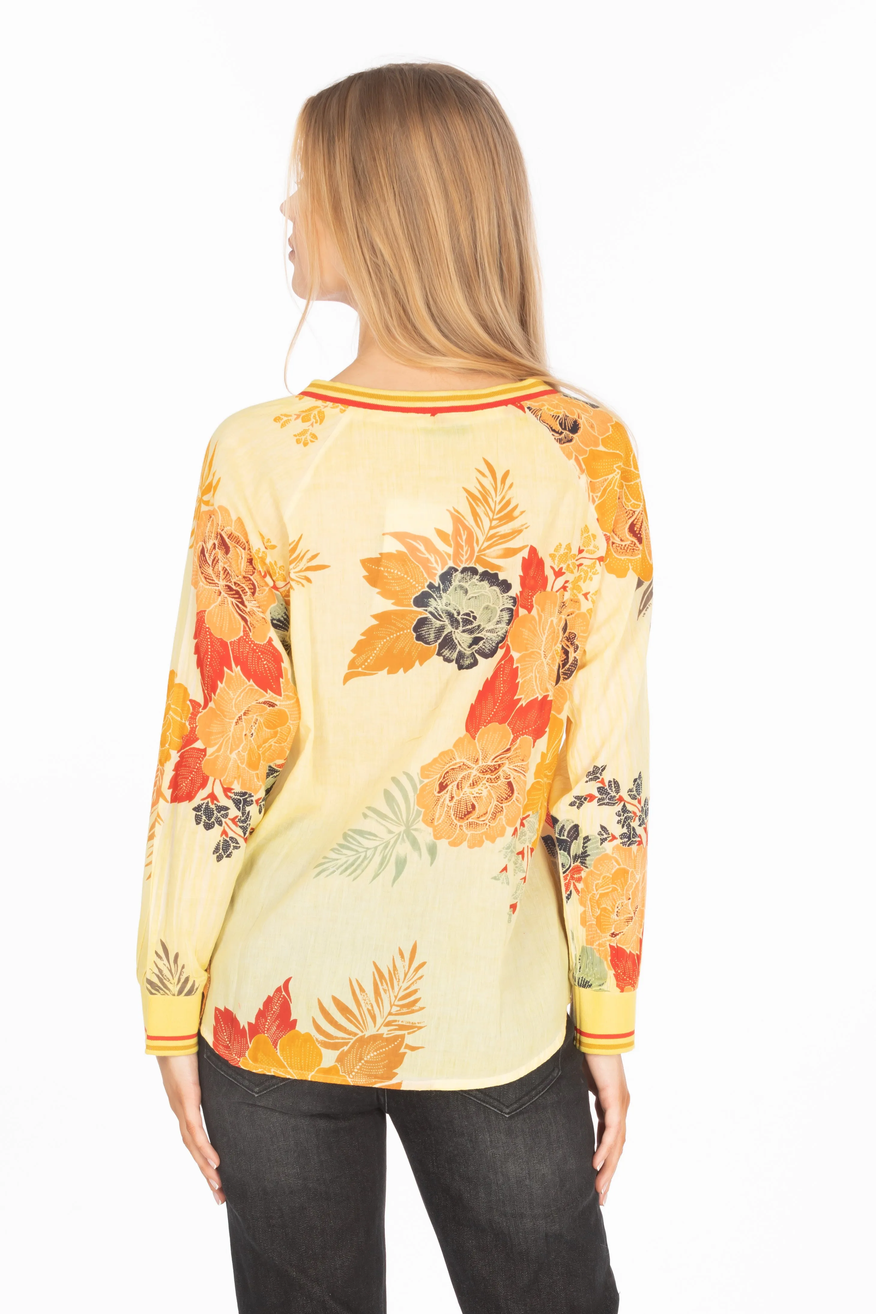 Vintage Floral Printed V-neck Tunic
