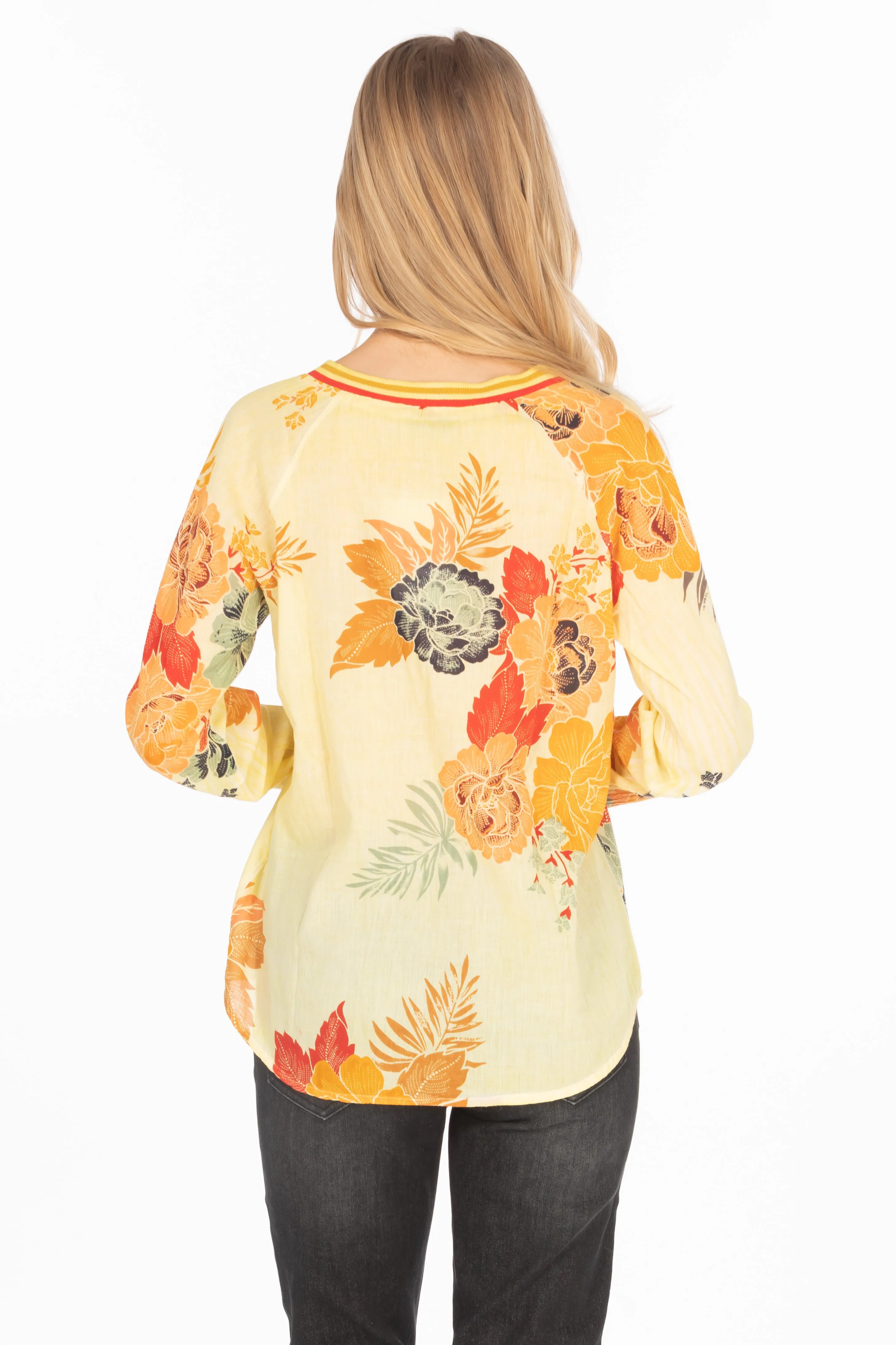 Vintage Floral Printed V-neck Tunic