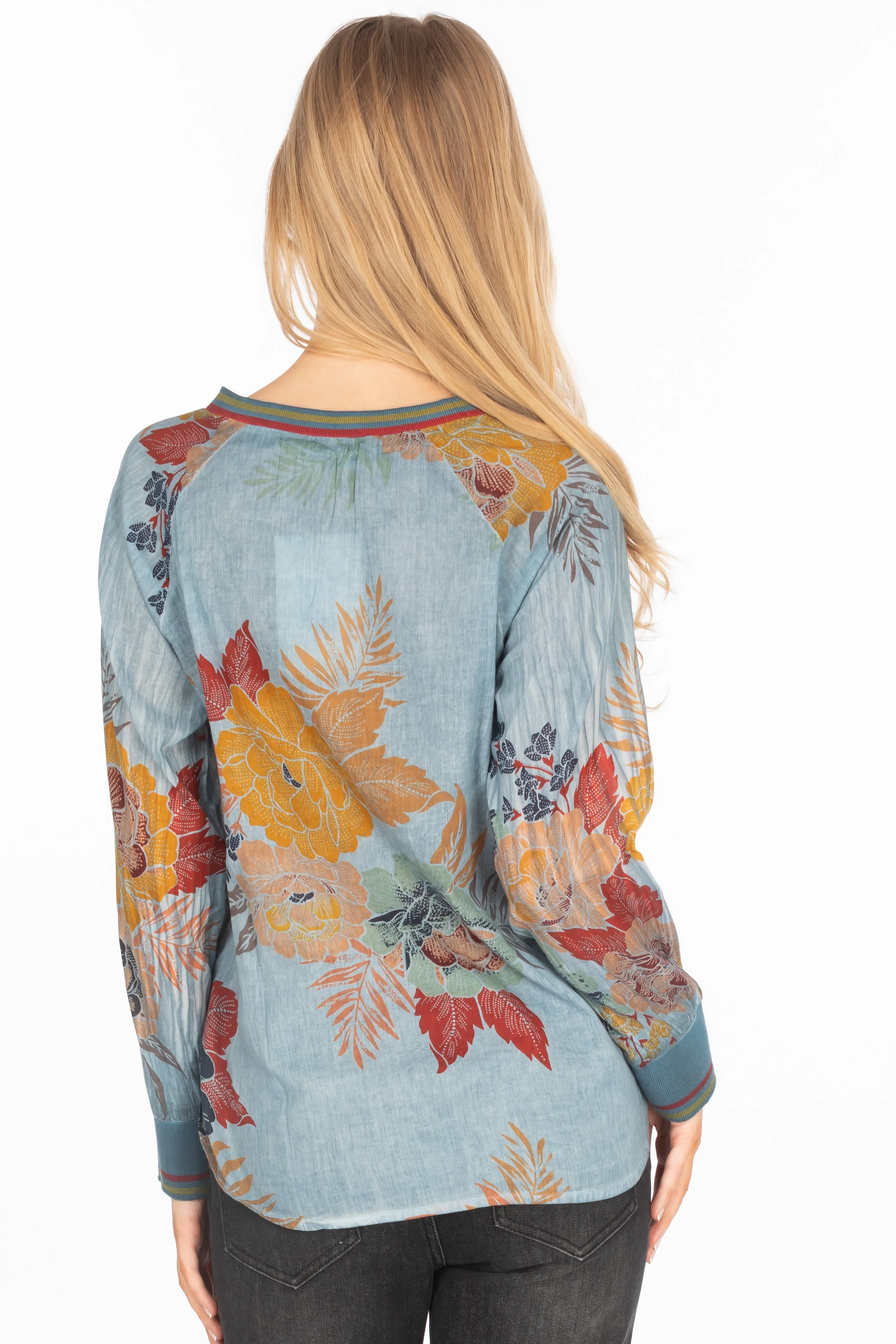 Vintage Floral Printed V-neck Tunic