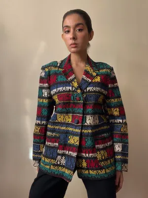 Vintage Jacquard Woven Blazer