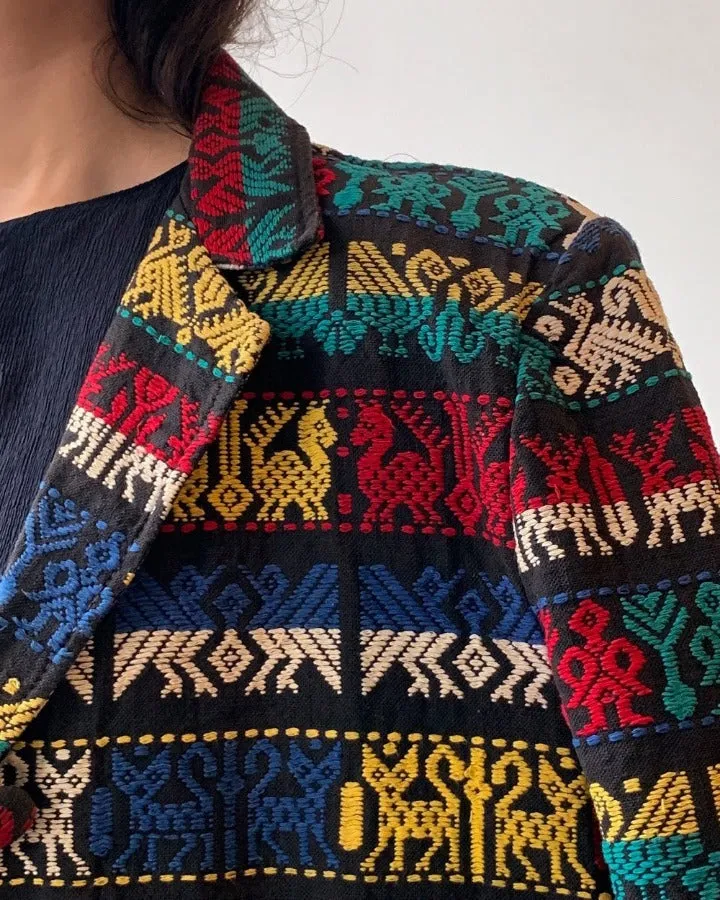 Vintage Jacquard Woven Blazer