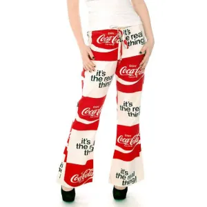 Vintage Pop Art Coca Cola  Coke Cotton Pants Bell Bottoms 1970s Max-30" waist