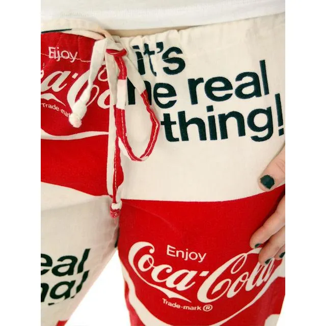 Vintage Pop Art Coca Cola  Coke Cotton Pants Bell Bottoms 1970s Max-30" waist