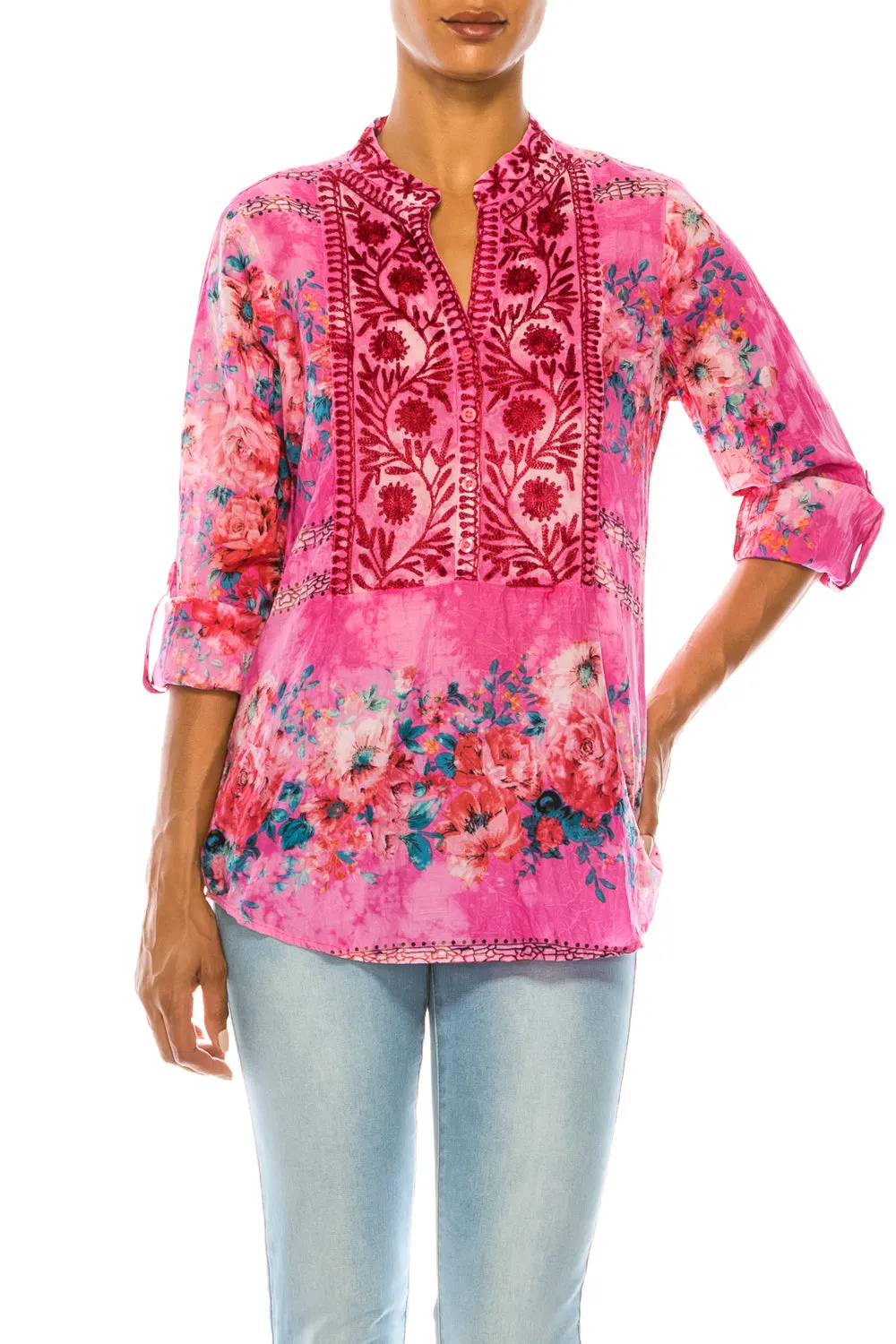 Vintage Tunic with Floral Embroidery