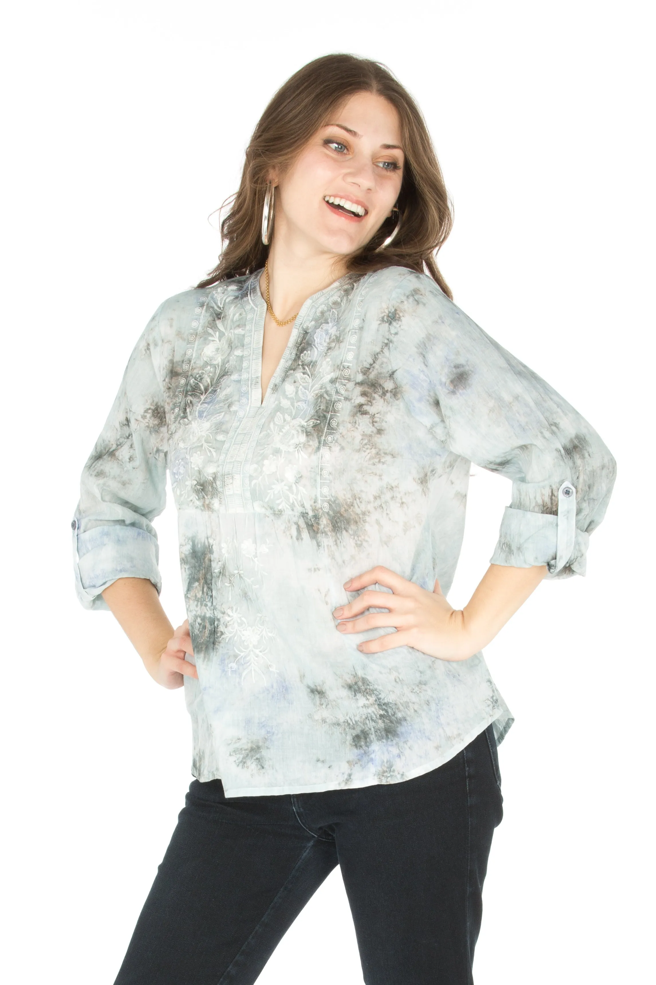 Vintage Tunic with Floral Embroidery
