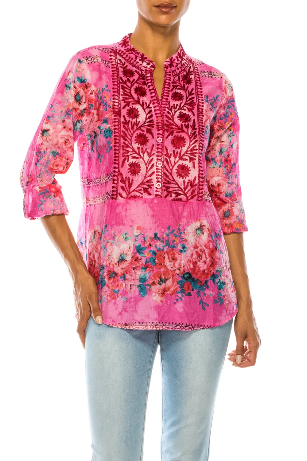 Vintage Tunic with Floral Embroidery