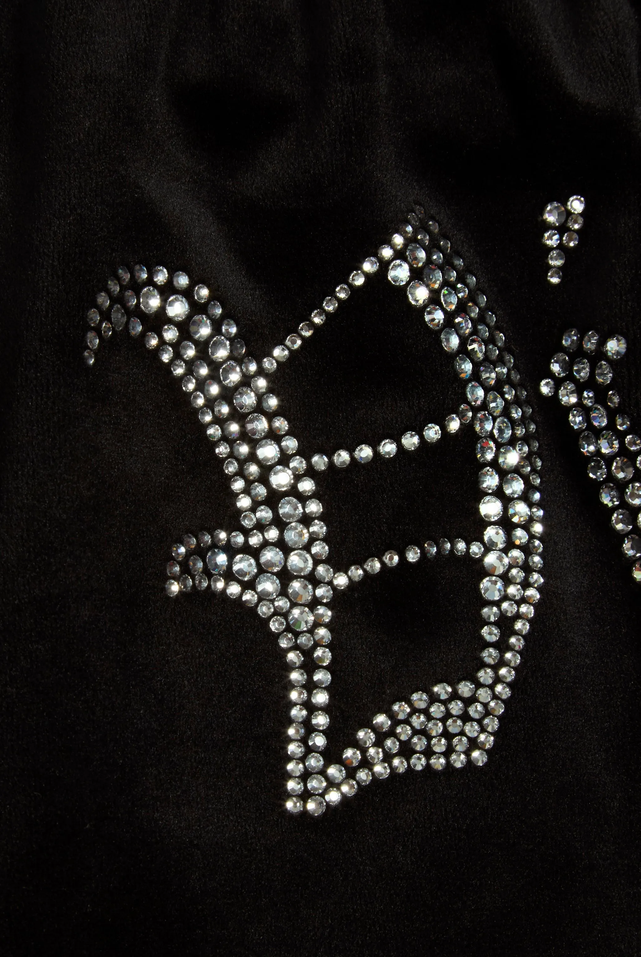 'VIRGO' BLACK VELOUR DIAMANTÉ TRACKSUIT BOTTOM