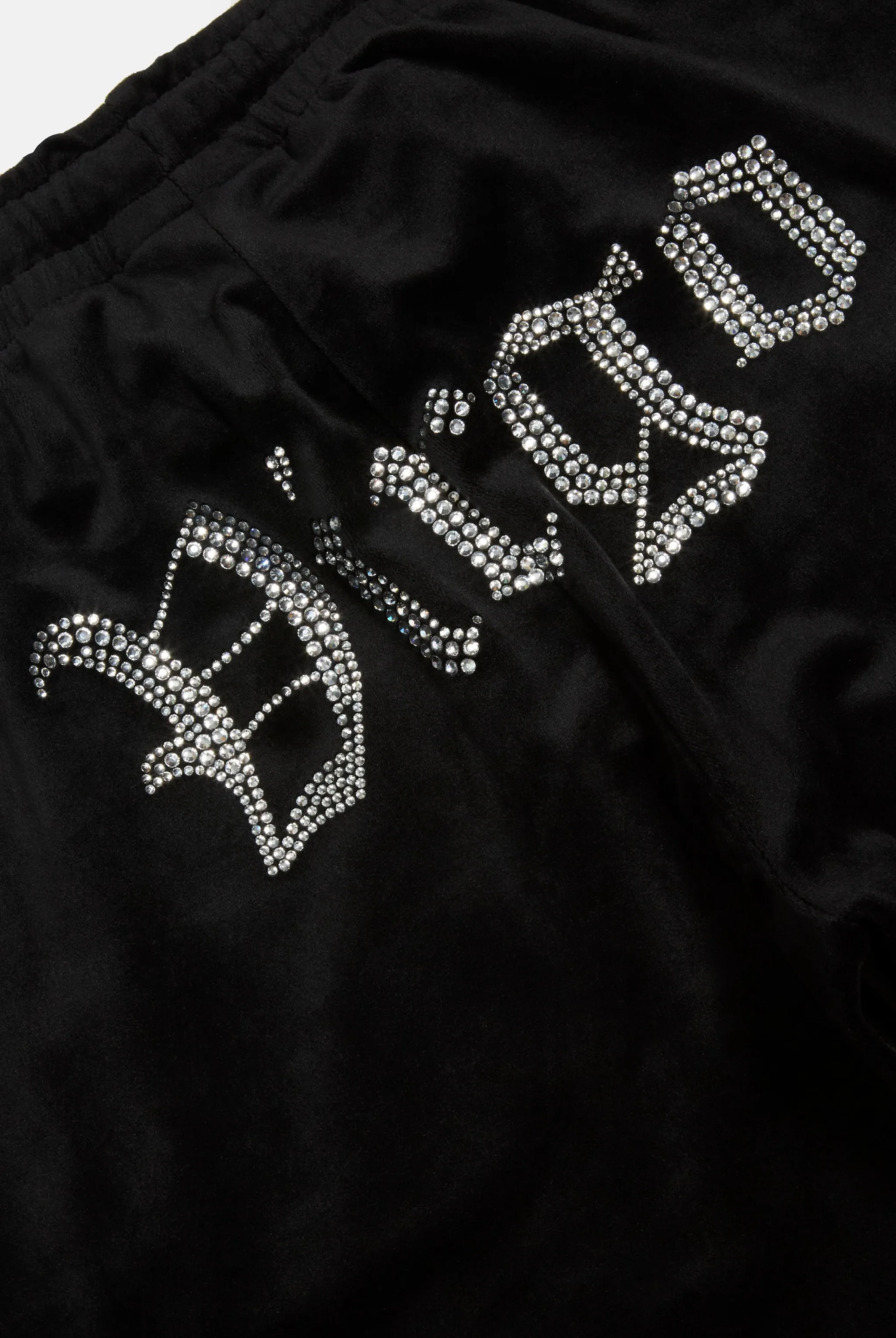 'VIRGO' BLACK VELOUR DIAMANTÉ TRACKSUIT BOTTOM