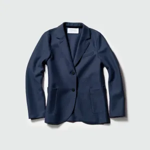 W Stand Up Collar Blazer, Lt Wool, Navy