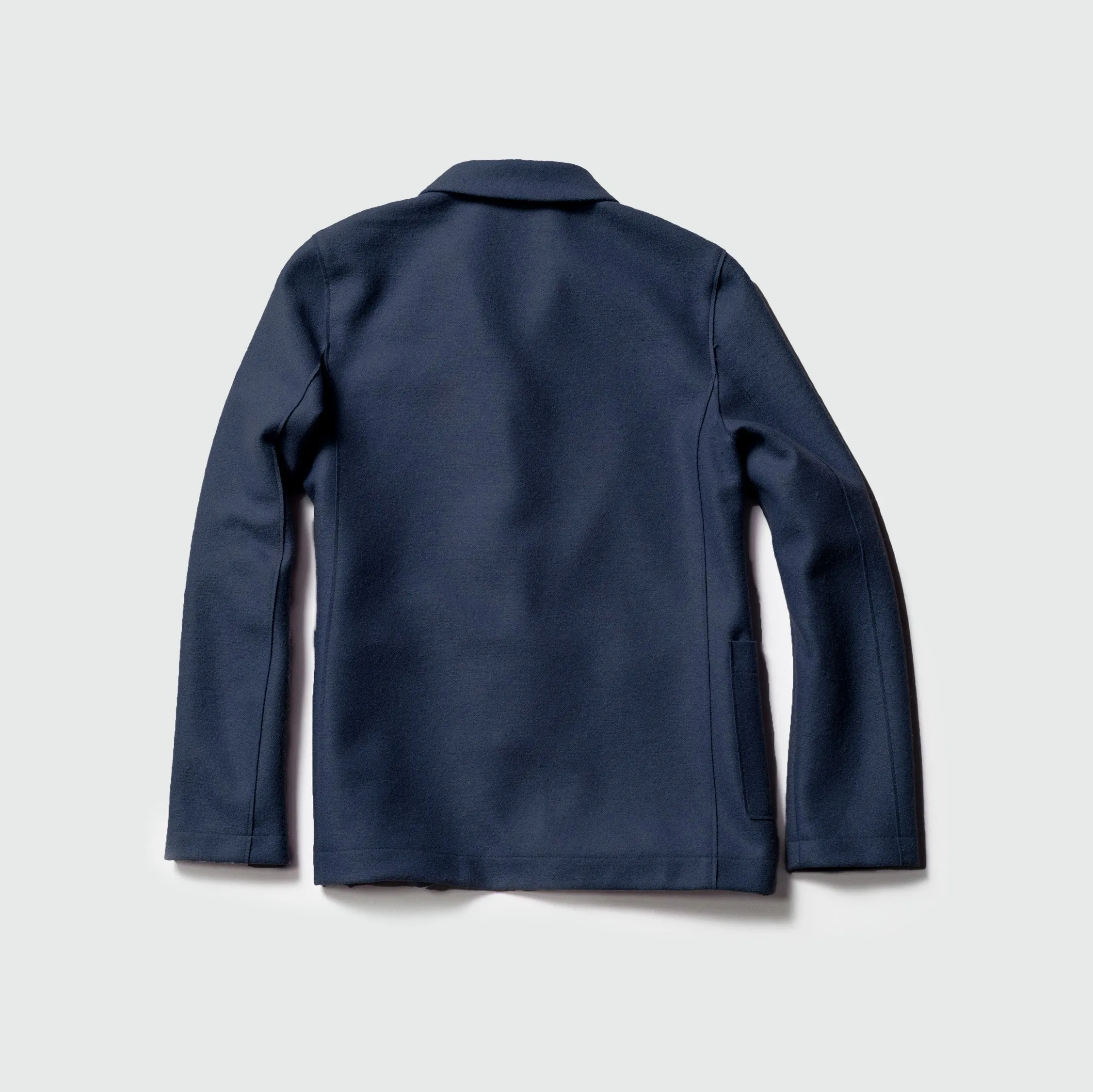 W Stand Up Collar Blazer, Lt Wool, Navy