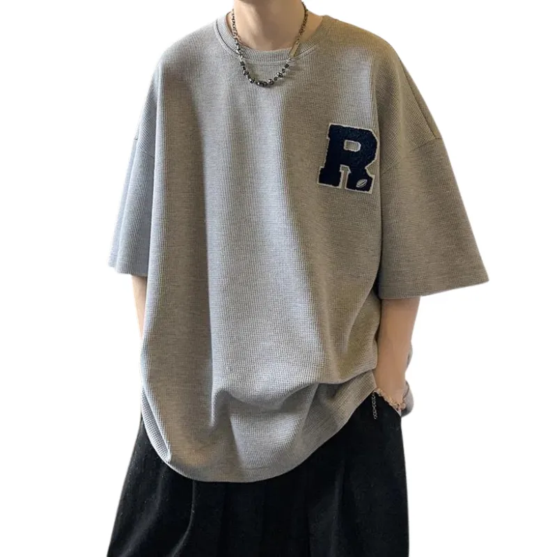 Waffle Embroidered Letter T-Shirt