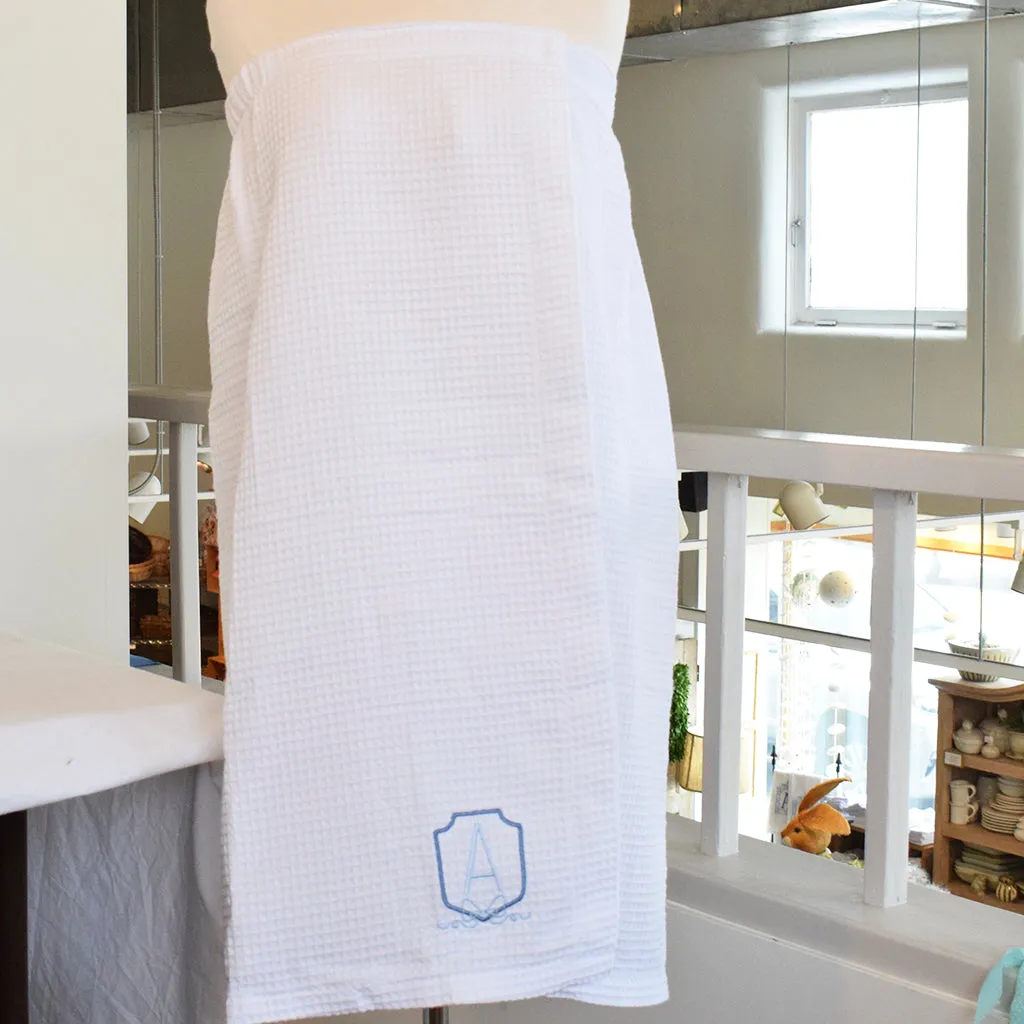 Waffle Weave Initial Towel Wrap