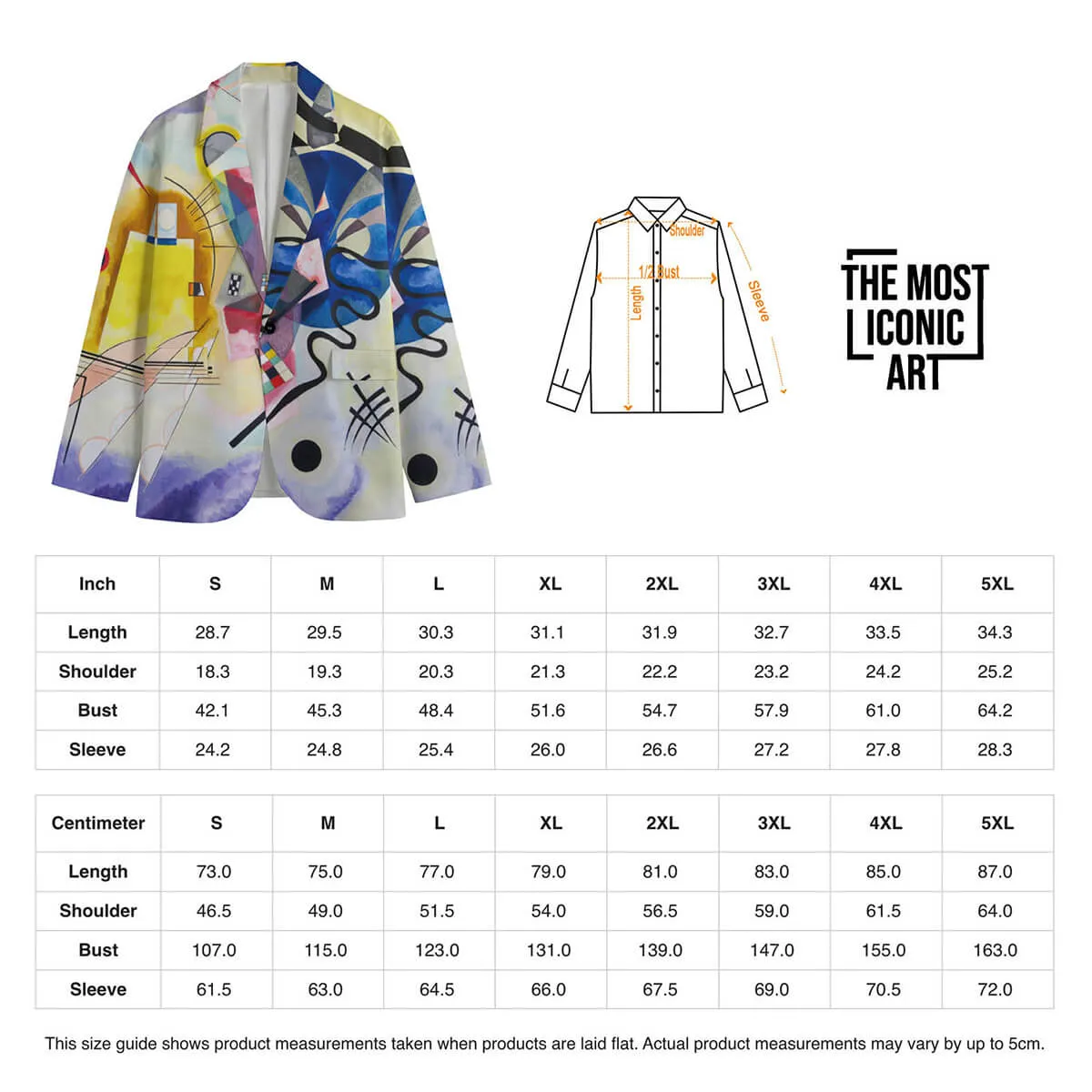 Wassily Kandinsky Yellow-Red-Blue Men's Cotton Blazer