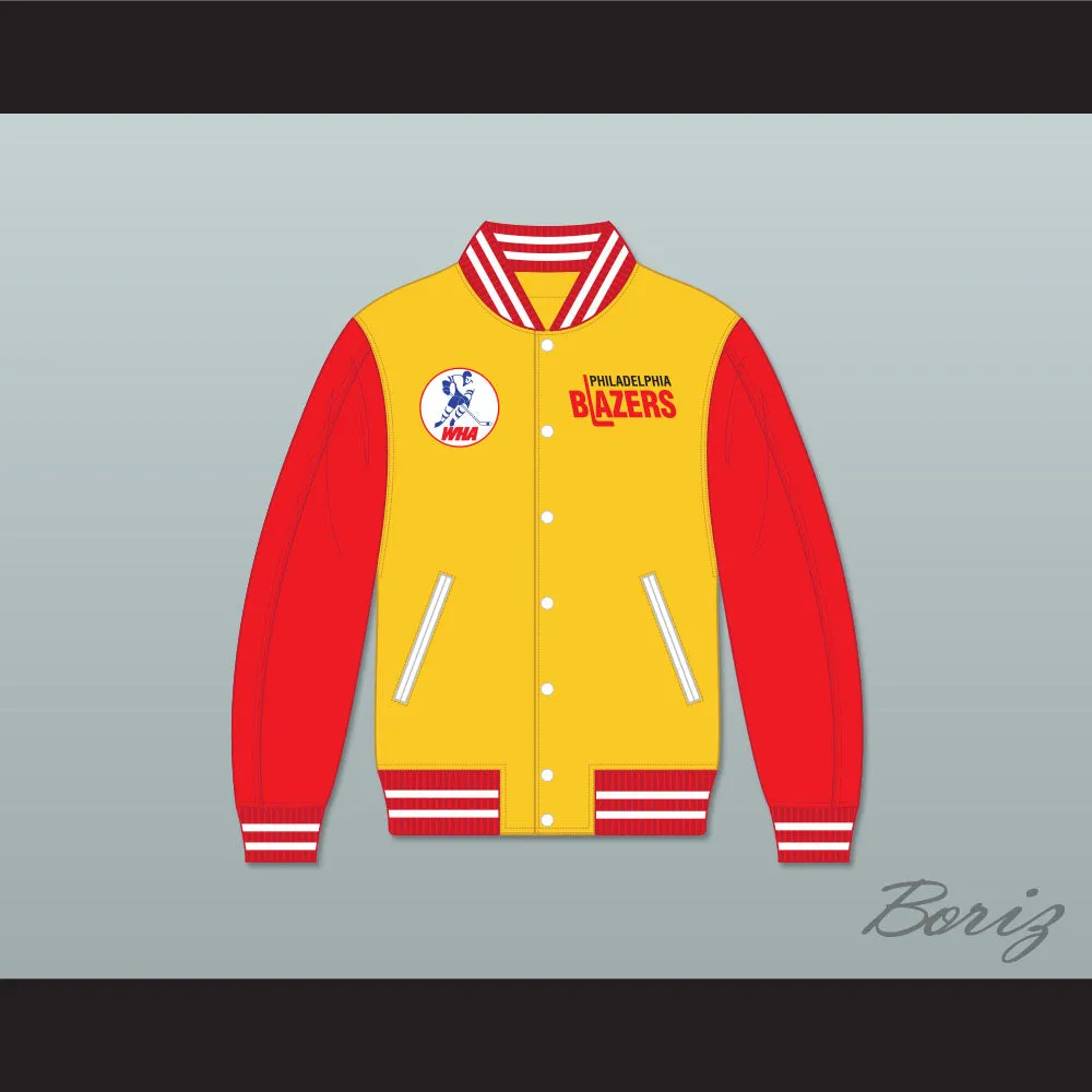 WHA Philadelphia Blazers Yellow and Red Varsity Letterman Jacket-Style Sweatshirt 1