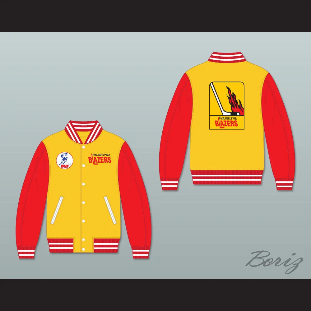 WHA Philadelphia Blazers Yellow and Red Varsity Letterman Jacket-Style Sweatshirt 1