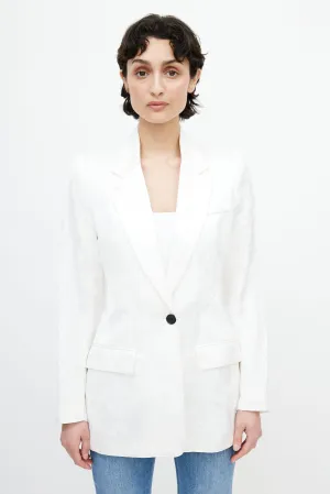 White Floral Woven Blazer