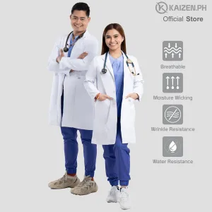 White Medical Coat (LONG) KML-01 Men and Women LUMINA PRO Fabric