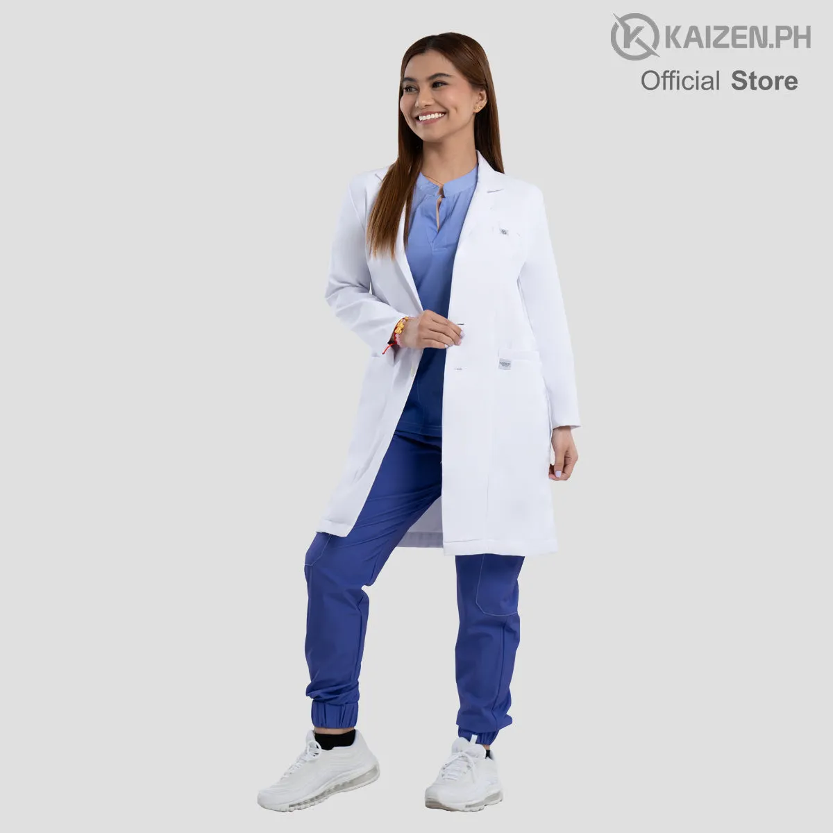 White Medical Coat (LONG) KML-01 Men and Women LUMINA PRO Fabric
