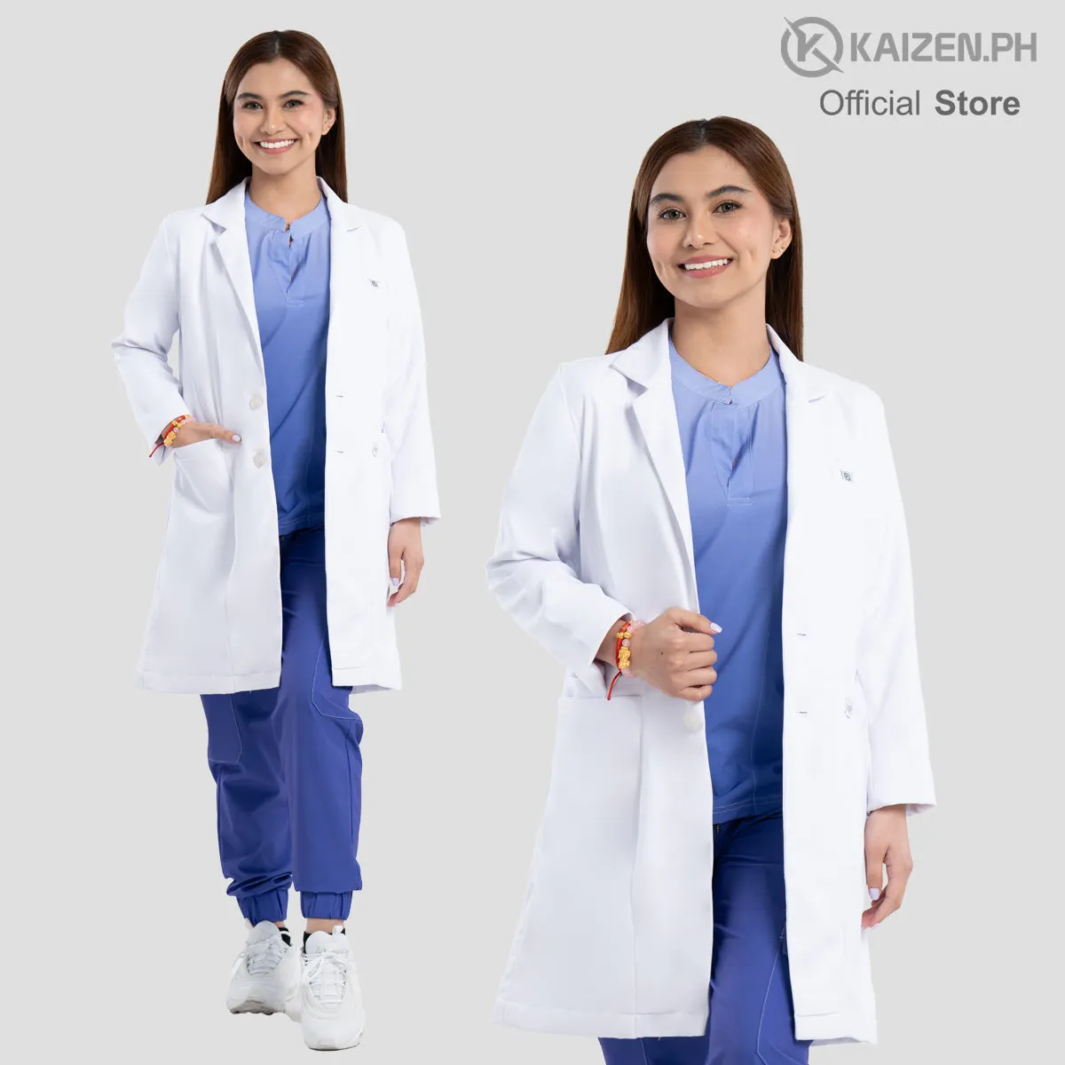 White Medical Coat (LONG) KML-01 Men and Women LUMINA PRO Fabric