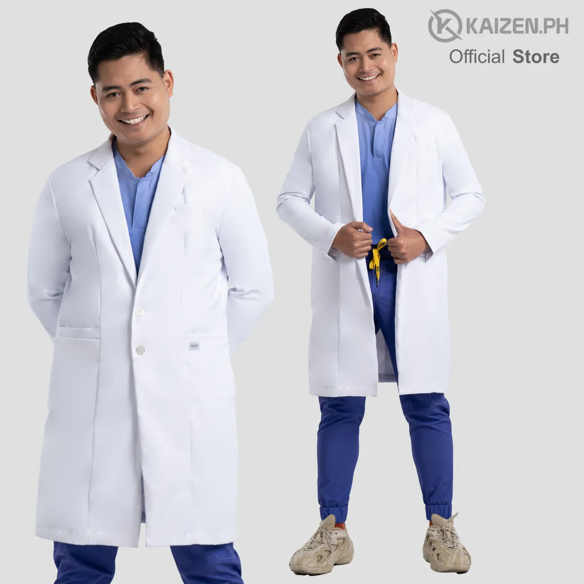 White Medical Coat (LONG) KML-01 Men and Women LUMINA PRO Fabric