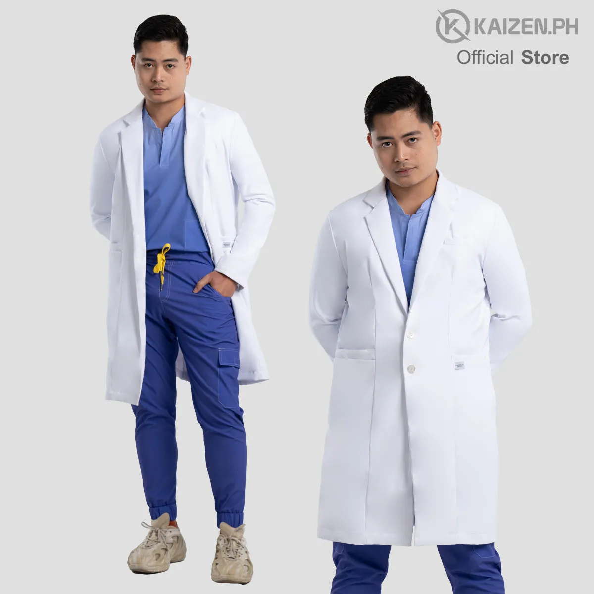 White Medical Coat (LONG) KML-01 Men and Women LUMINA PRO Fabric