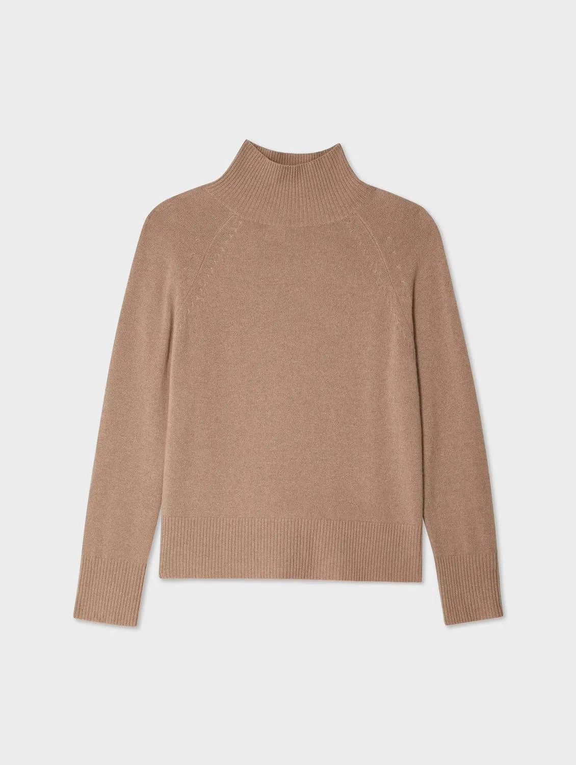 White   Warren - Cashmere Rib Trim Standneck Sweater
